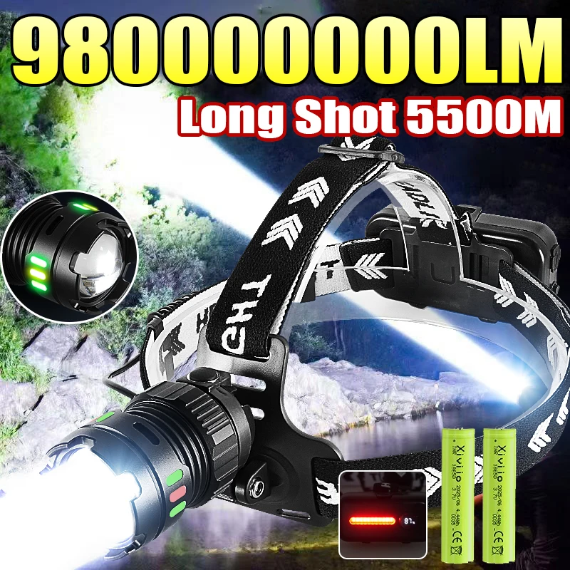 

Самый мощный налобный светодиодный фонарь 980000000LM, дальность 5500 м, сверхъяркий, перезаряжаемый, для рыбалки и активного отдыха
