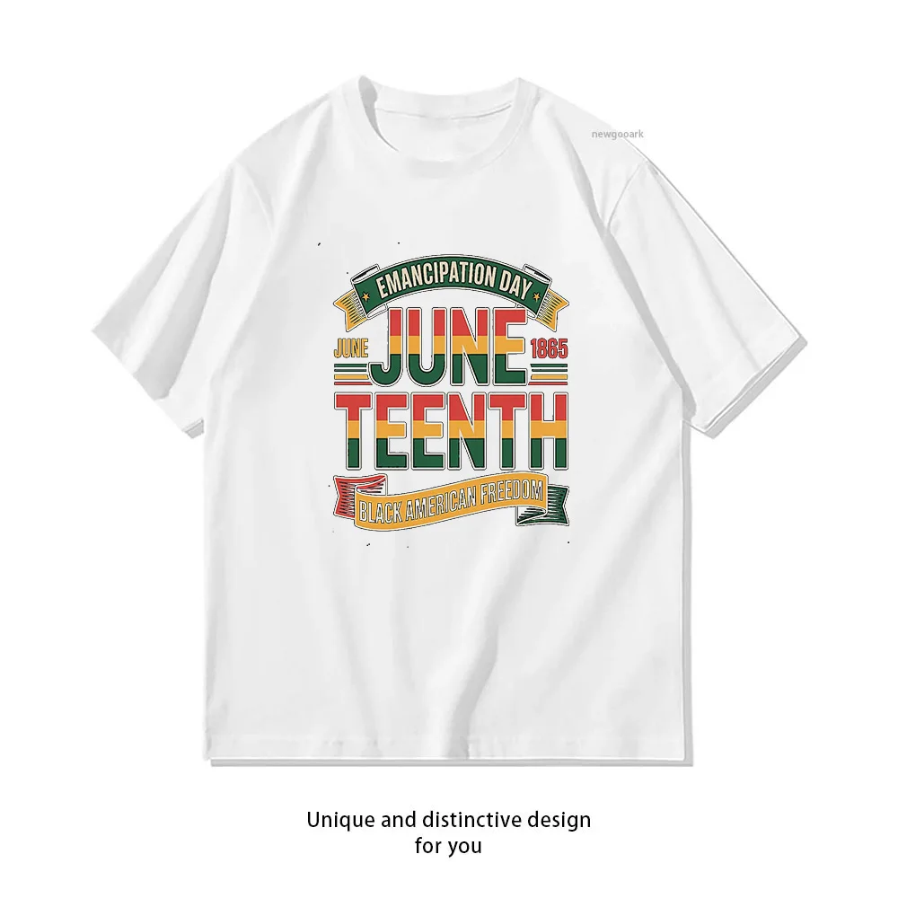 Juneteenth Black History Celebrating Black Freedom 1865 t-shirt pour femme et homme, t-shirts décontractés en coton imprimé, t-shirt d'été à col rond