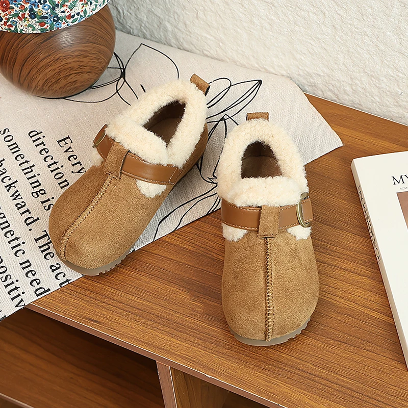 

2025 Children Casual Shoes for Girls Winter New Fashion Korean Style Soft Bottom Anti-slippery Versatile Keep Warm Simple Mules