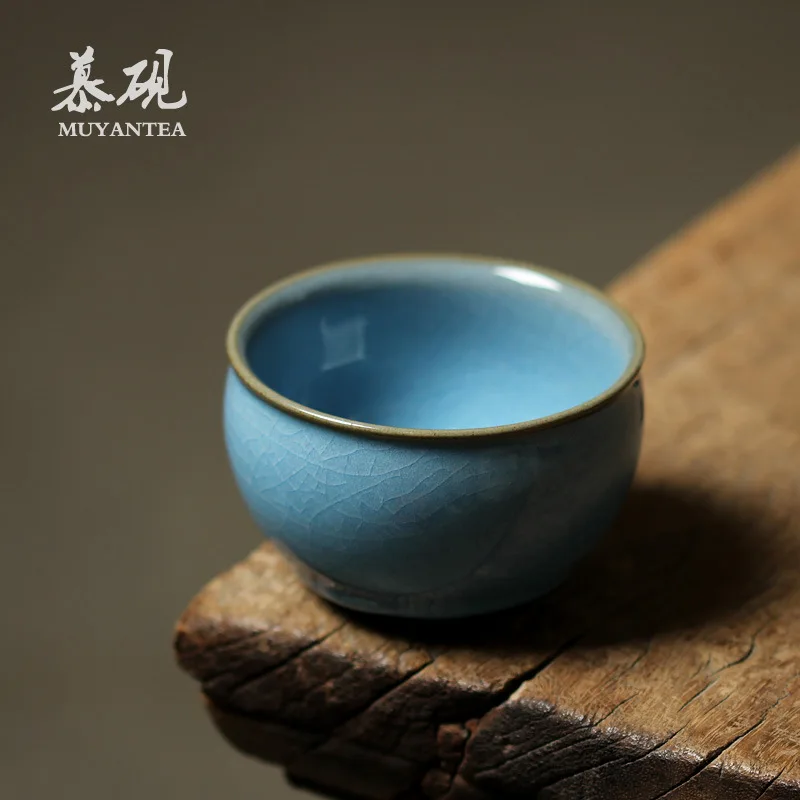 Mu Tao Su Tianpei Master Cup With Crackle Glaze, Can Be Nurtured, Iron-Clad, Kung Fu Tasting Cup, Set, Ceramic Tea Bowl, Celadon