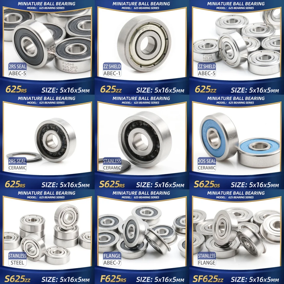FUSHI 625zz 5x16x5 mm Stainless Steel Bearing for 3D Printers