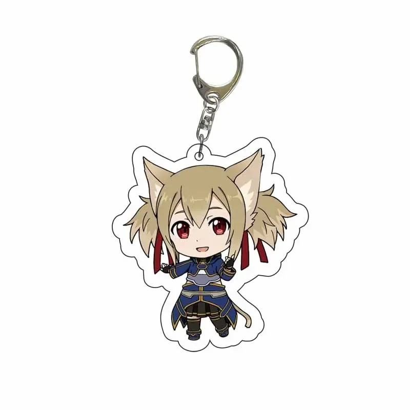 Anime Figure Kirigaya Kazuto Yuuki Asuna Ayano Keiko Key Ring HD Pattern Acrylic Key Chain Creative Model Plate Christmas Gifts