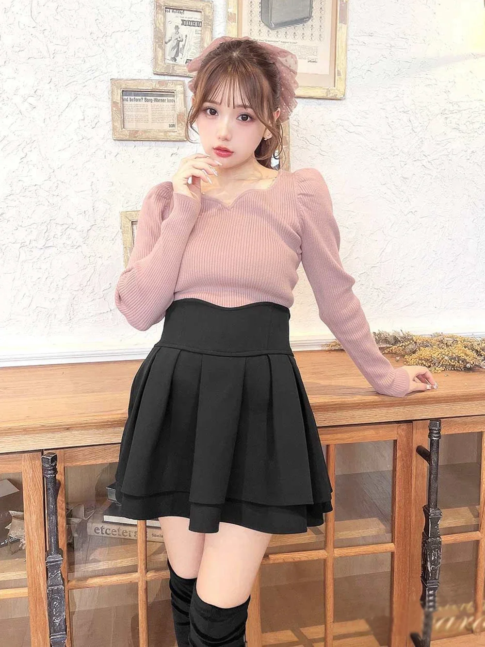 Japanese Style Mini Skirts for Women Mine Mass-Produced Sweet Black Skirt Culottes Autumn Summer Ruffled Pleated Short Skirt