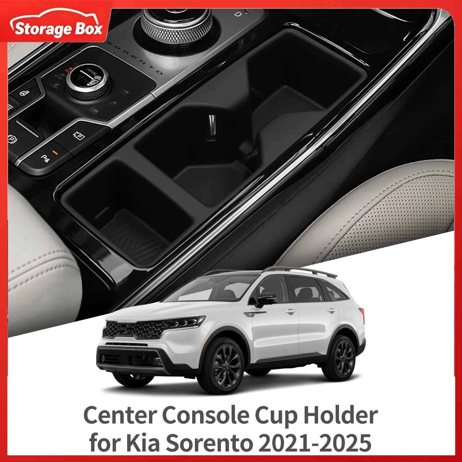 Water Cup Holder Insert Cup Box Shock Absorbing TPE Organizer Tidying Interior Accessories For Kia Sorento 2021-2024 2025