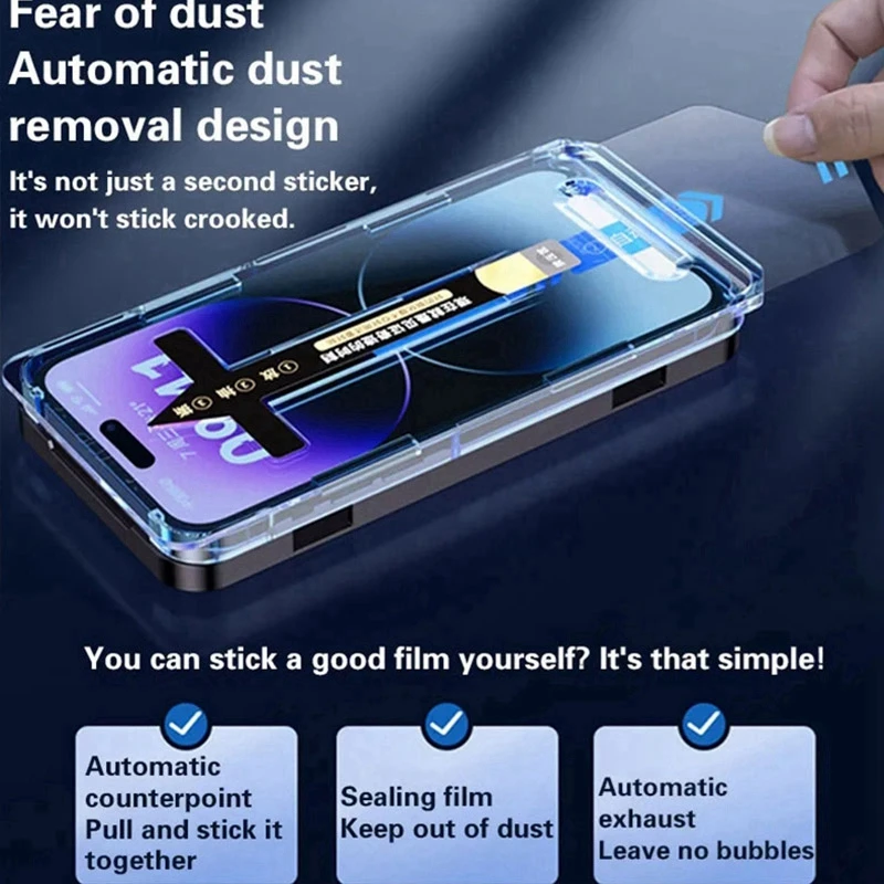 1/2PCS Premium Tempere Glass For iPhone 16 Pro Max Dust Free Screen Protector for iPhone 14 15 Pro Max 15+ 16 Plus 16 Pro Glass image 4