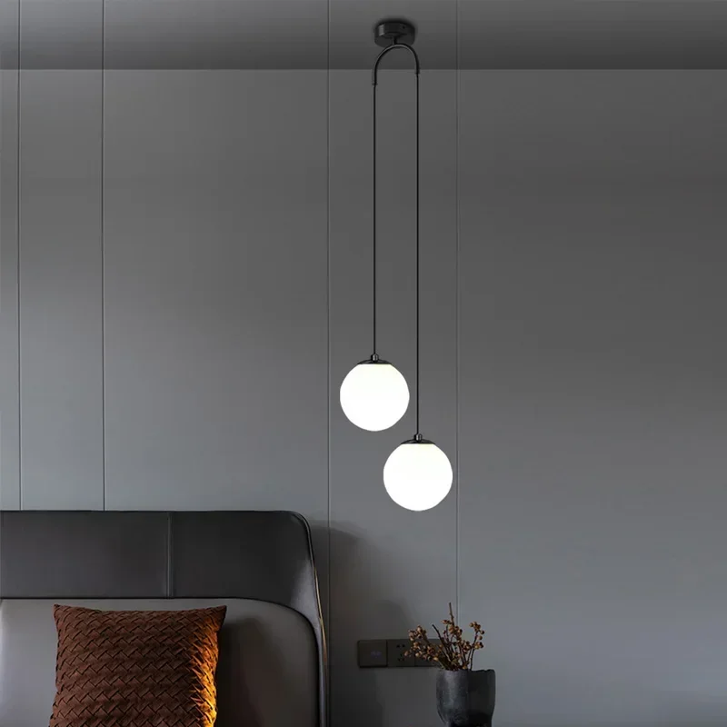 

Nordic Glass Ball LED Pendant Lights For Dining Room Bedroom Bedside Gold Fixtures Indoor Restaurant Bar Cafe Decor Hanging Lamp