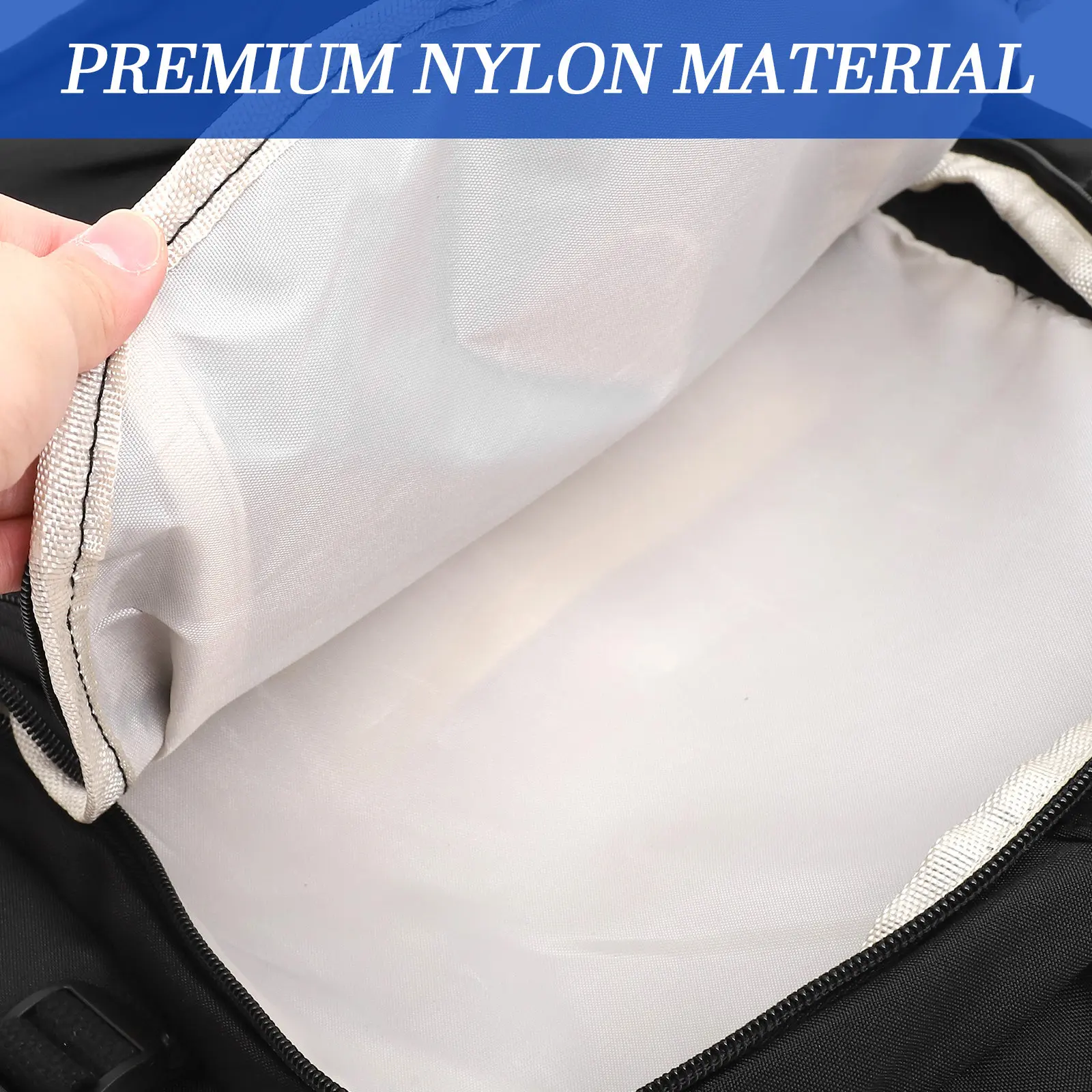 

1Pcs Premium Nylon Student Backpack Large Capacity Dual Side Pockets Waterproof Schoolbag for Books Stationery Umbrella Outdoor