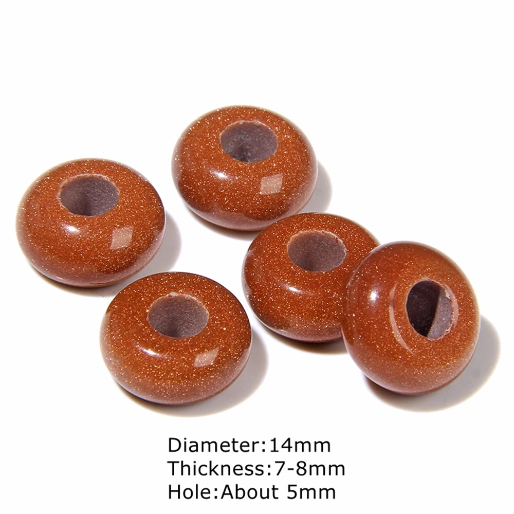 14mm 10Pcs/Lot Natural Stone Big Hole Beads Pendants Labradorite Turquoises Agates Pendant for Jewelry Making DIY Accessories