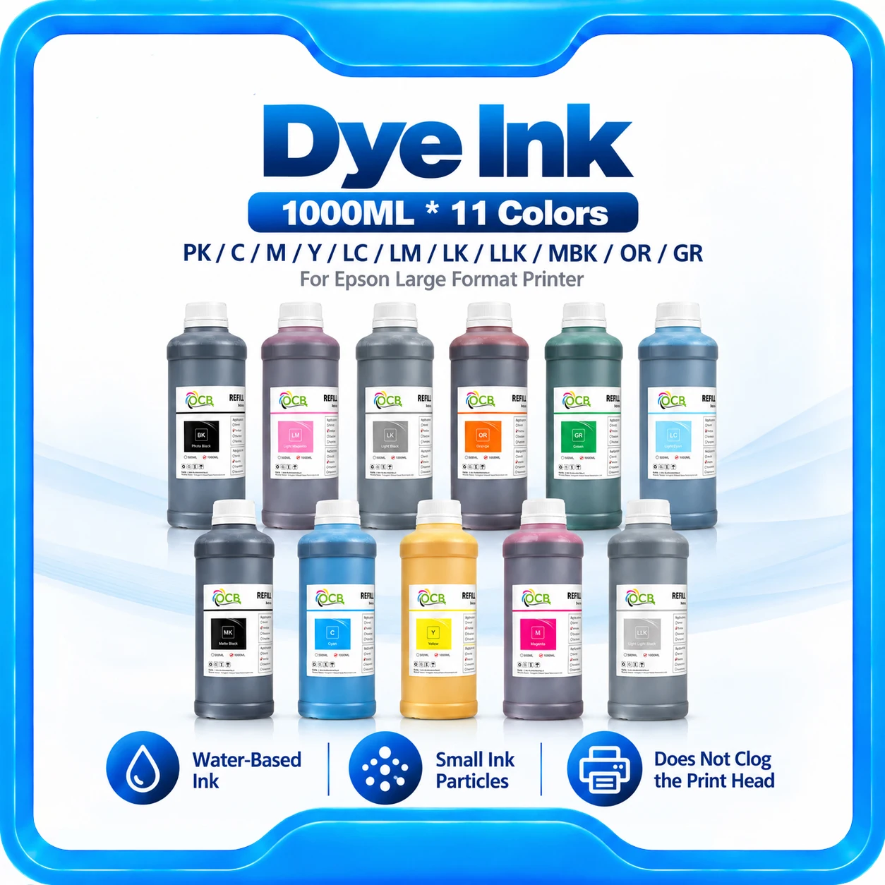 1000ML Dye Ink for Epson T3270 T5270 T7270 3800 3880 4000 4880 4900 4450 7600 7710 7890 7800 7880 7900 9800 9880 9600 T3000 Dye