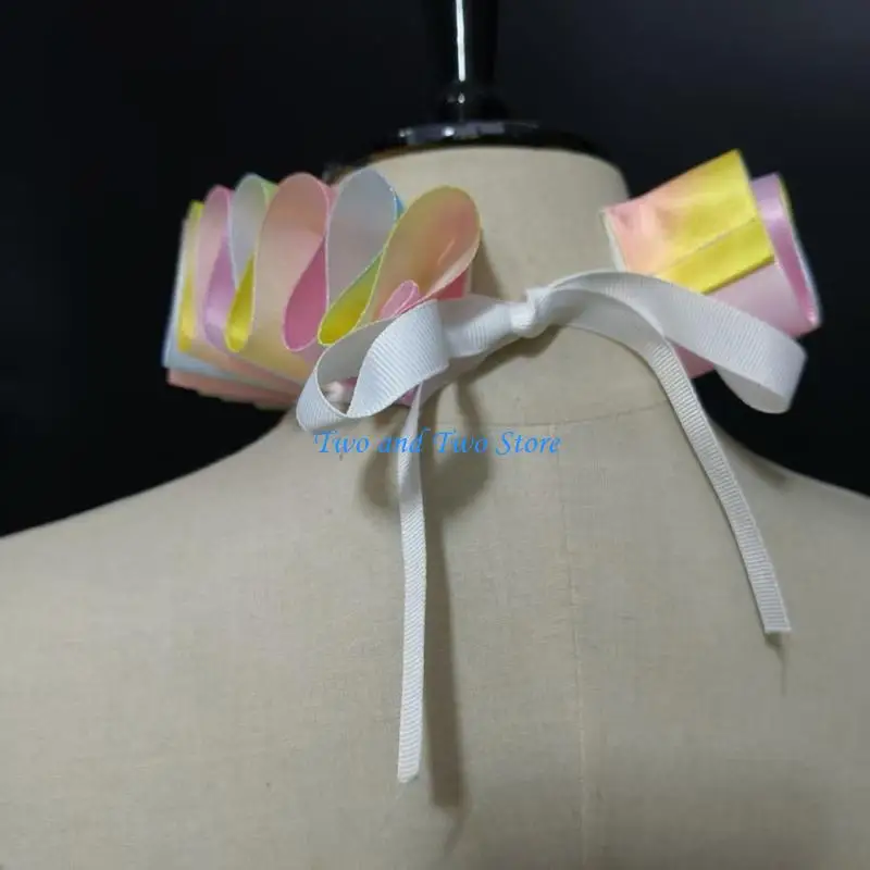 HX6F Renaissances Ruffled Jabot Collar For Women Girls Detachable Collar Victorian Costume Accessory for Halloween Cosplay