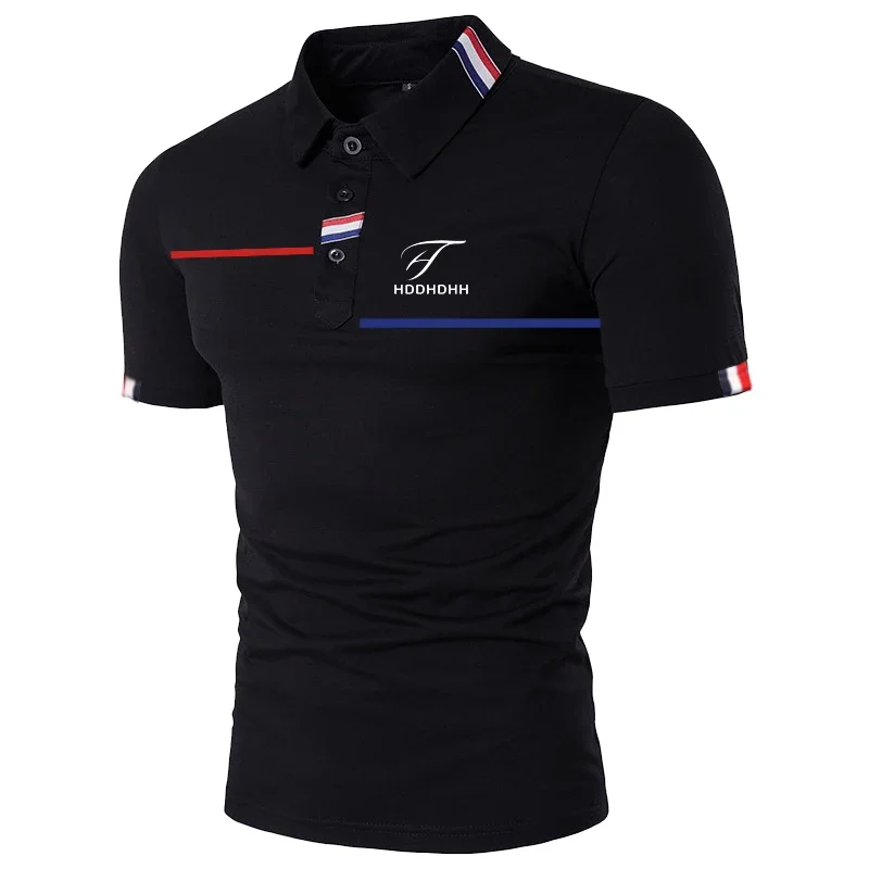 Men's new short sleeved polo shirt with a collar, fashionable and casual image 2