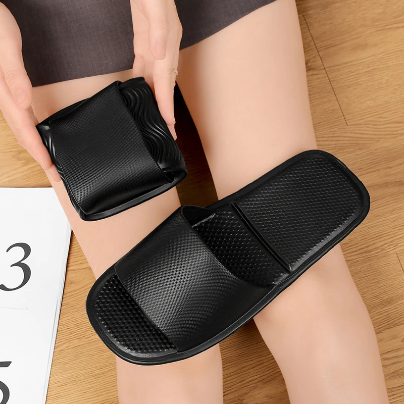 Foldable Non-Slip Travel Slippers for Men and Women, Universal Home Indoor Couple Style, Hotel Business Trip, Ultra-Thin Slipper