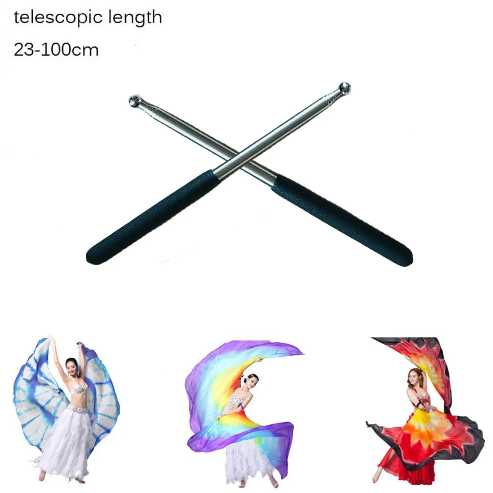 Buikdansvleugels Stokken Egypte Indiaanse Dansende Buikdans Isis Vleugels Stanless Stalen Telescopische Staven Buikdansaccessoires