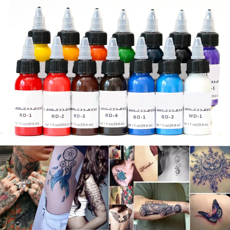 

14Colors 30ml/Bottle Professional TattooInk For Body Art Natural Plant Micropigmentation Pigment Permanent Tattoo Ink