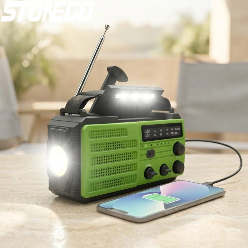 

Portable Emergency Solar Hand Crank Rechargeable LED Flashlight Radio Multifunction Reading Light for Outdoor Camping
