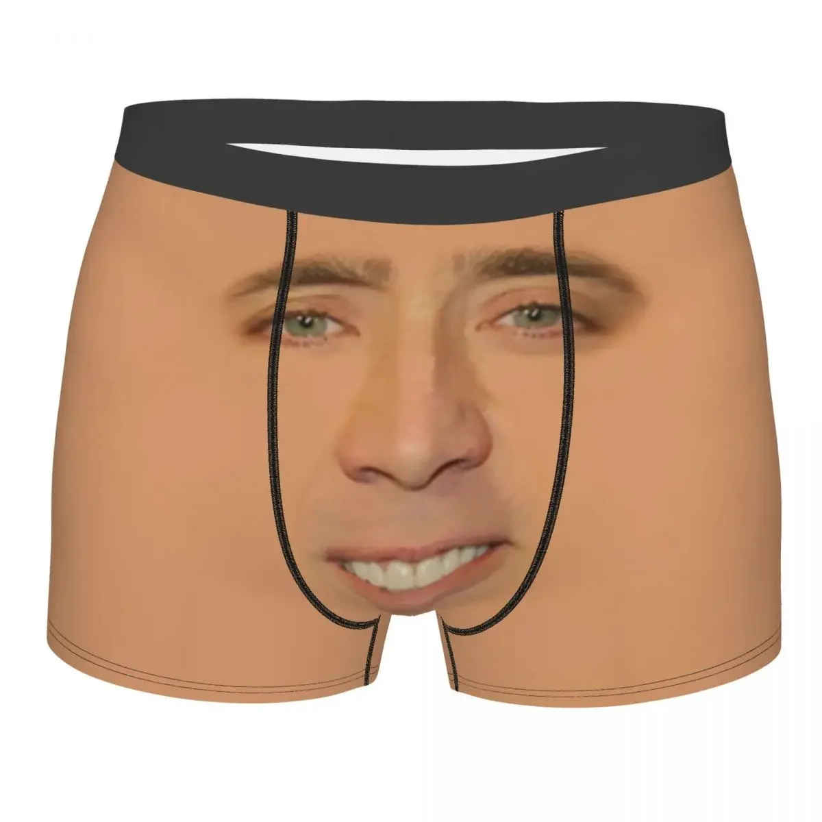 Men's Nicolas Cage Full Face Underwear Humor Boxer Briefs Shorts Panties Homme Breathable Underpants Plus Size