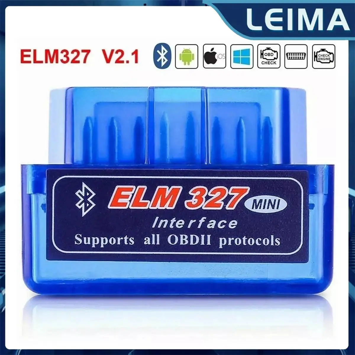Mini ELM327 V2.1 Bluetooth 5.1 OBD2 Scanner Code Reader Car Diagnostic Tools Check Engine Scan Car Fault Detector Tool