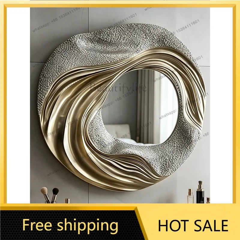 YJ Nordic 3D‑Textured Irregular Wall‑Mount Vanity Mirror For Creative Household Fireplace Sideboard Decor Space