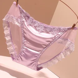 Women's Panties Smooth Sexy Lingerie Seamless Underpants Satin Woman Lace Underwear Breathable Thongs Comfortable Shiny Bikini