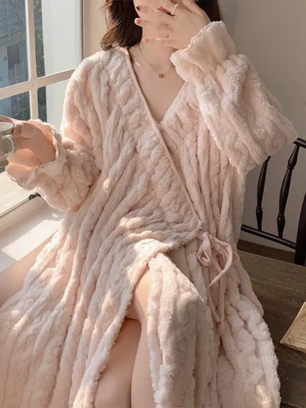 

Женская одежда, милые милые пижамы на флисовой подкладке, утепленная зимняя домашняя одежда, пижамный комплект, хит-продукт, удобный модный халат