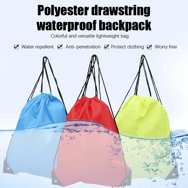 

10 pcs Drawstring Bag Sports Waterproof Backpack Bundle Pocket Custom Printing Logo for Men Women Students PRIVATE CUSTOM