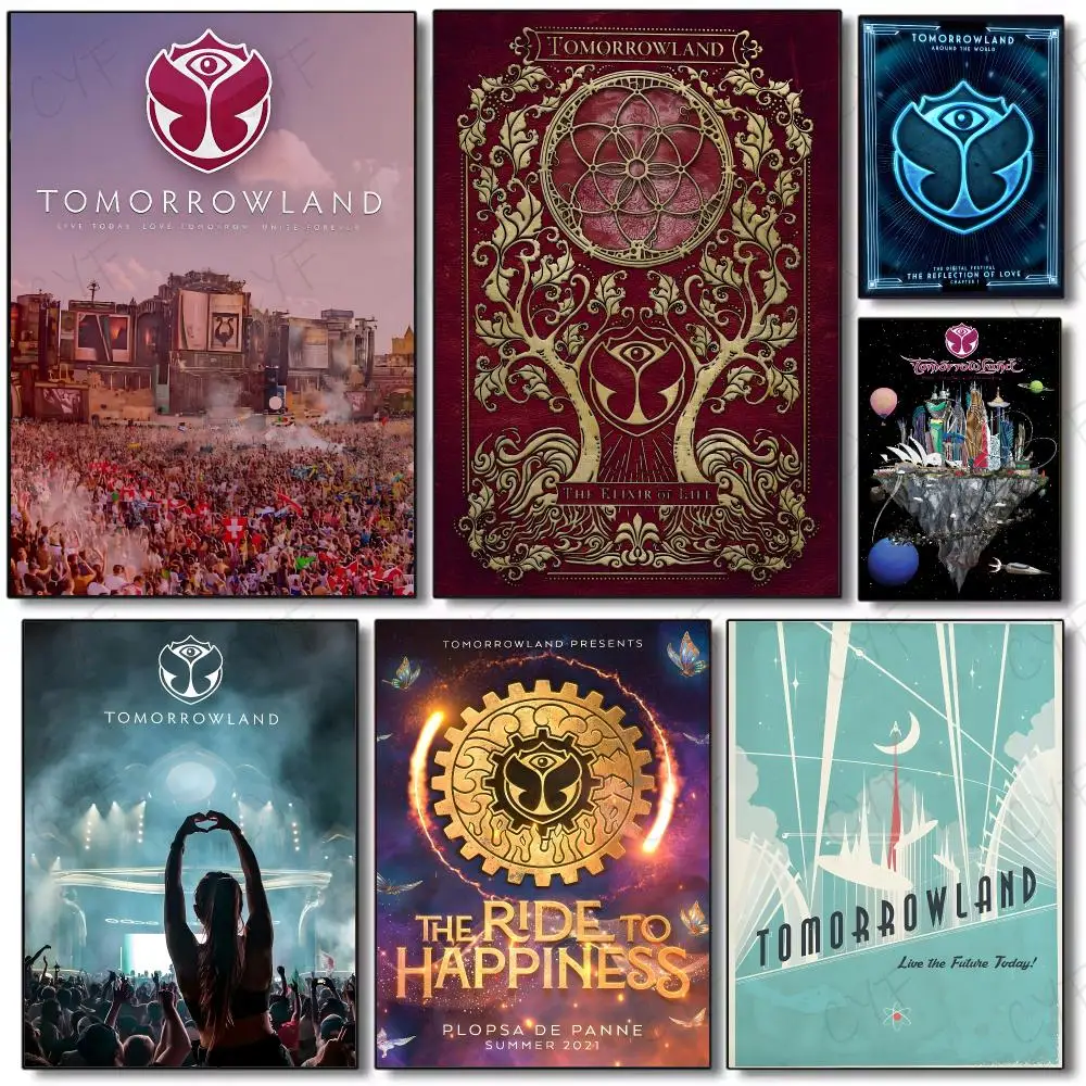 Electronic Music Festival T-Tomorrowland Poster Painting Wall Art Mural for Living Room Home Decor and Gifts