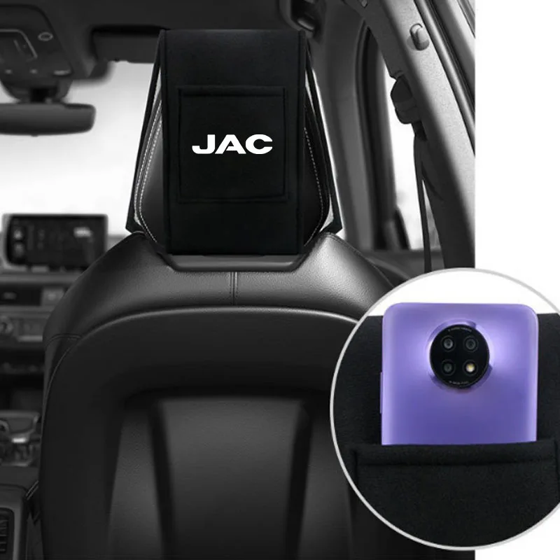 Car Headrest Cover with Phone Pocket For JAC Refine J3 J4 J7 JS2 JS3 JS4 KR1 S2 S3 S4 S5 S7 Vapour T8 car Accessories Decoration