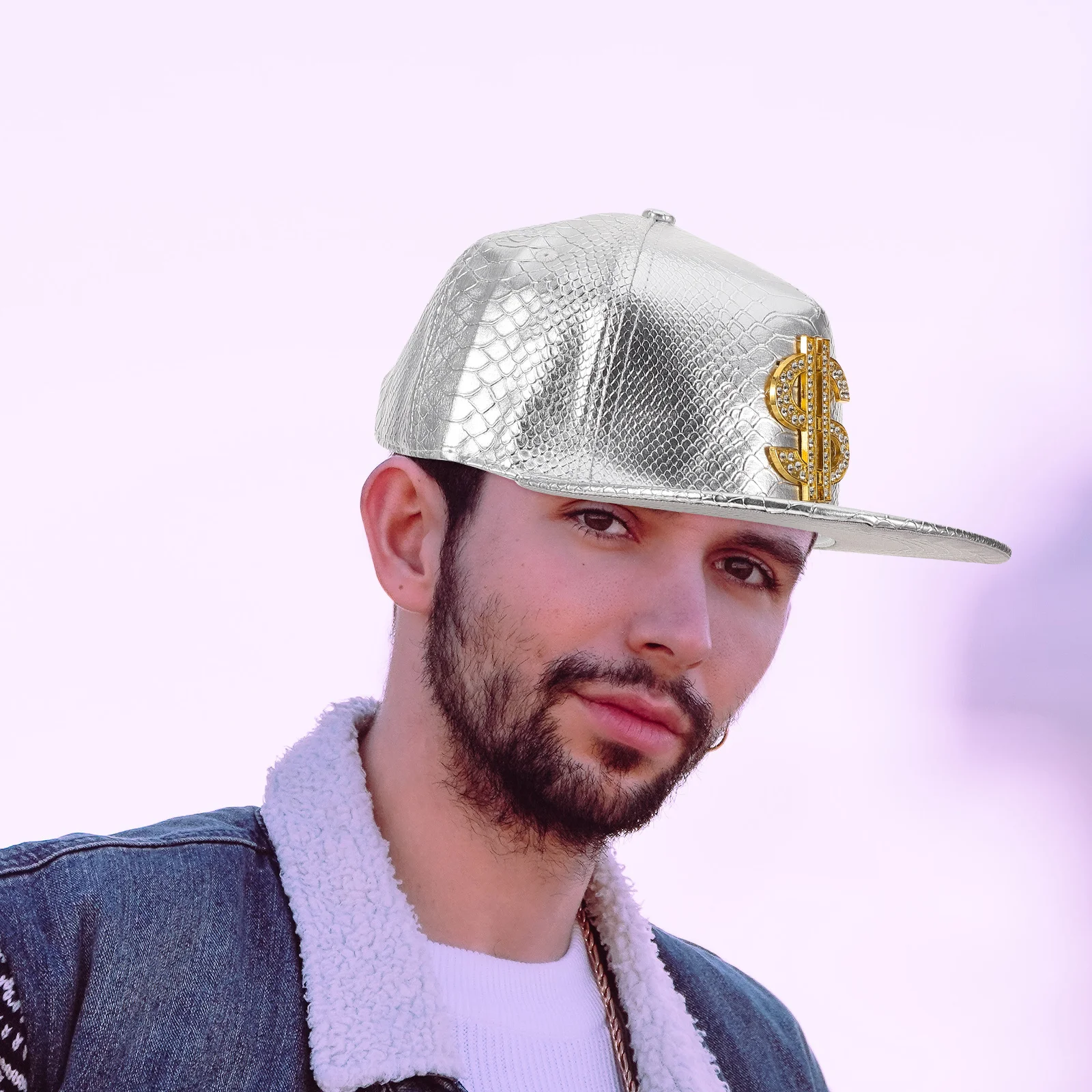 

Sign Hat Flat Brimmed Baseball Caps for Women Summer Outdoor Silver Color Usa Symbol Hip Hop Style Decorative