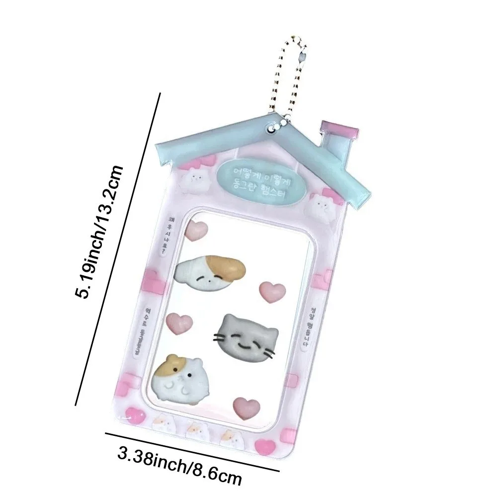 3-дюймовый держатель для фотокарт, мультяшный ПВХ ID, держатель для кредитных карт, твердый корпус с брелоком, защитные рукава для фотографий, маленькое хранилище для карт