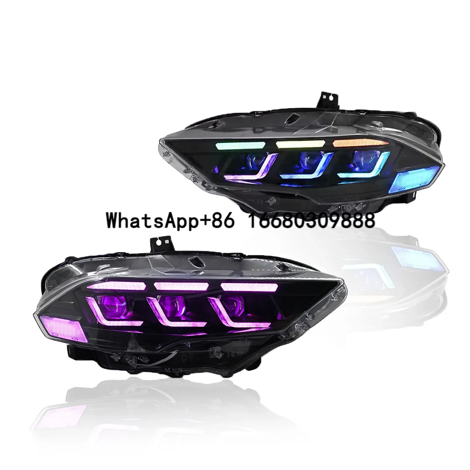 HOSI LED headlights Assembly for Ford mustang 2018-2022 RGB headlamp Plug&Play accessories car front light