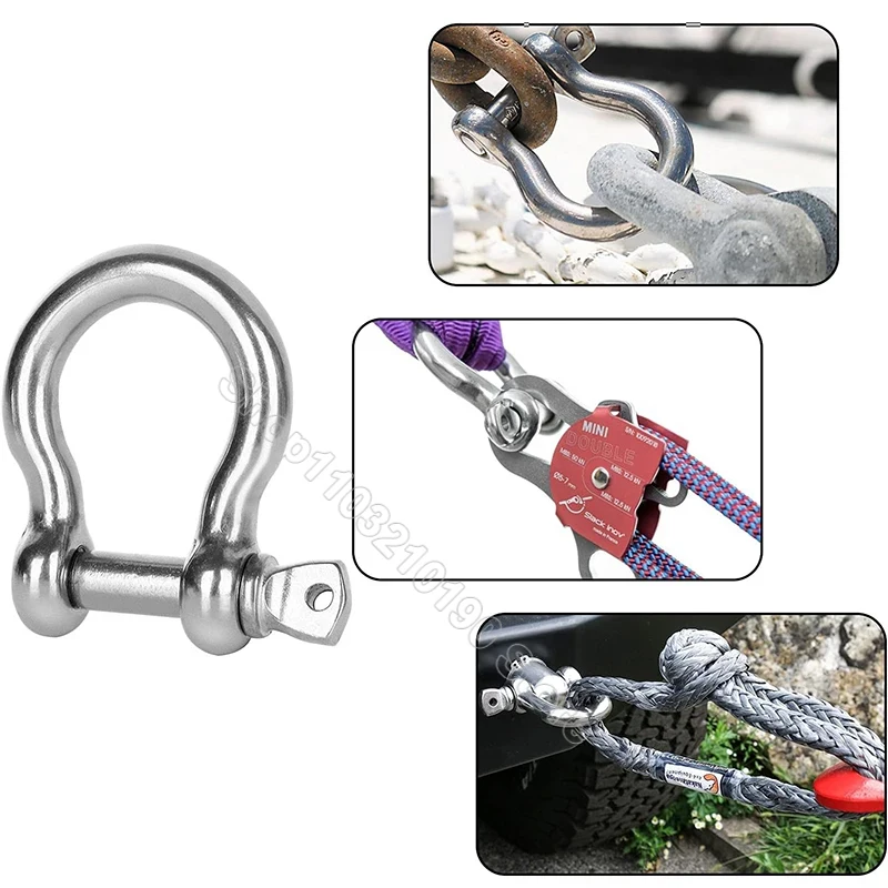 1PC M4-M8 304Stainless Steel Carabiner Bow Staples Shackle Keychain Hook Joint Connector Buckles Sailing Outdoor Bracelet Buckle