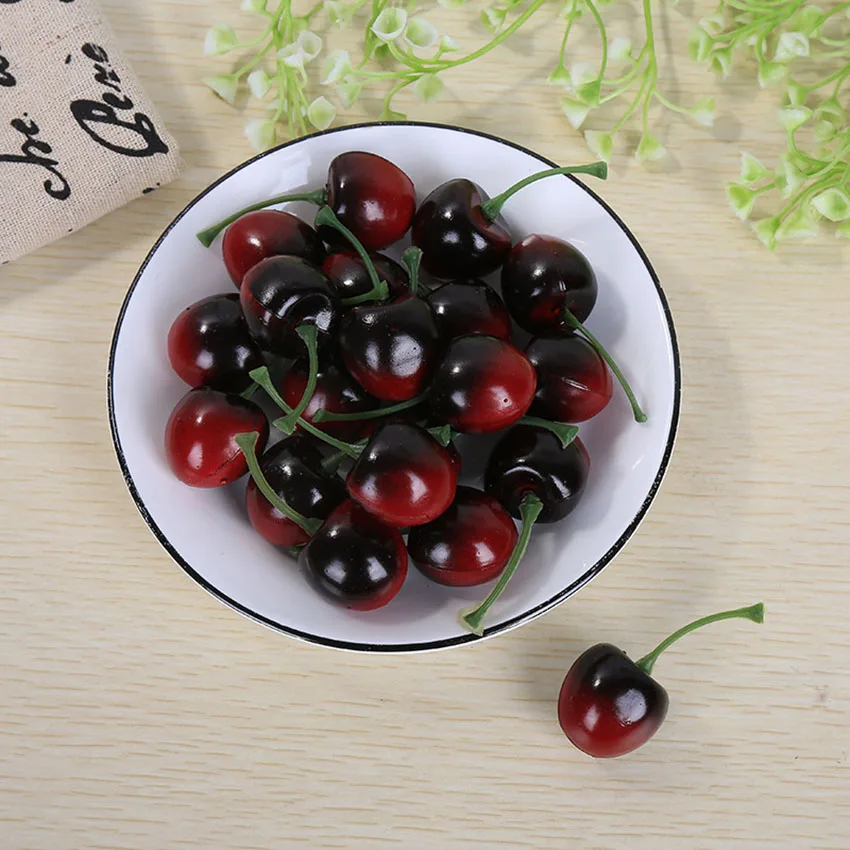 10Pcs Artificial Cherry Fake Fruit Model Cake Ornament Food Photography Props Party Decor Home Table Decor Craft Decoration