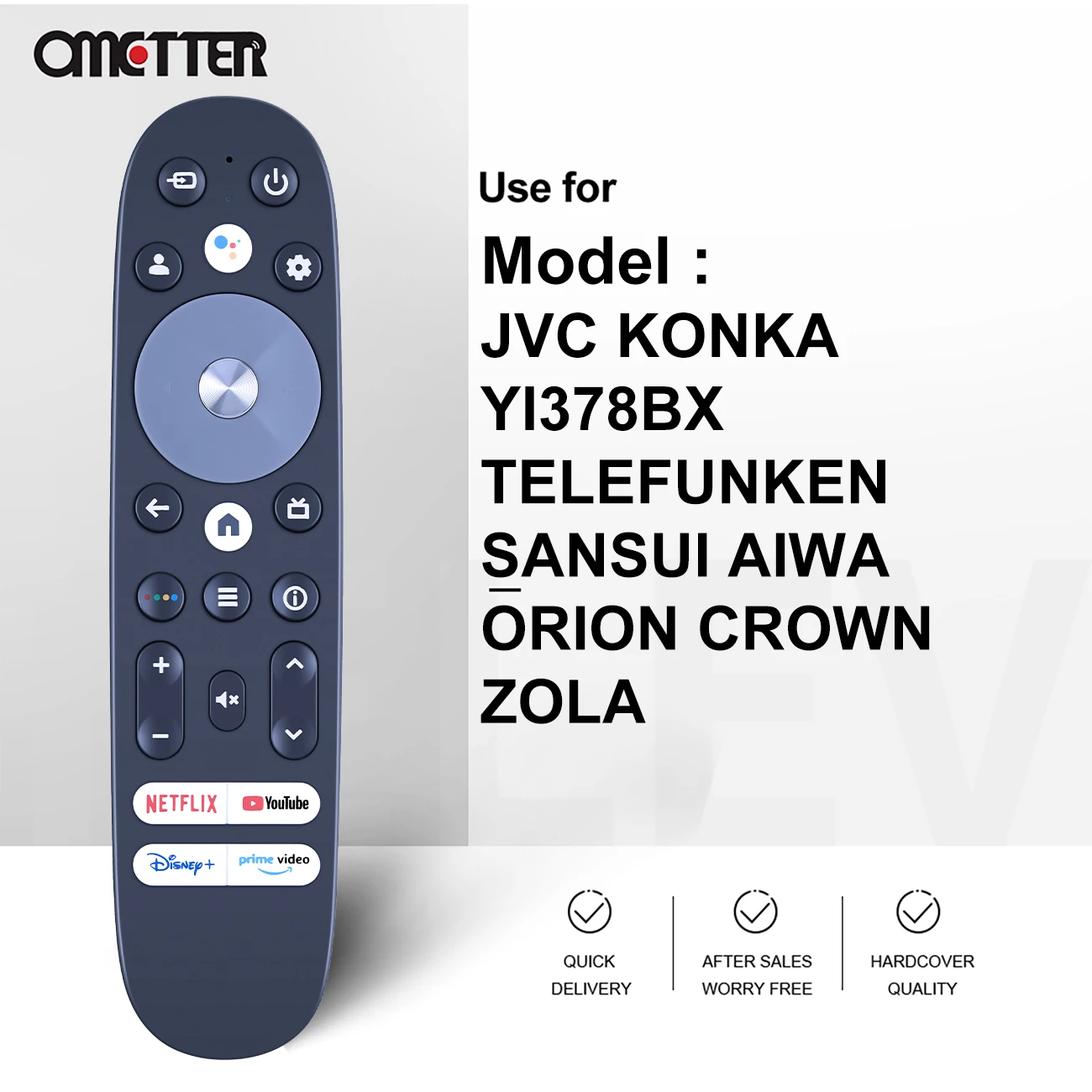 New Yi378bx Voice Remote Control for Jvc Konka Telefunken Sansui Aiwa Orion Crown Zola Smart TV