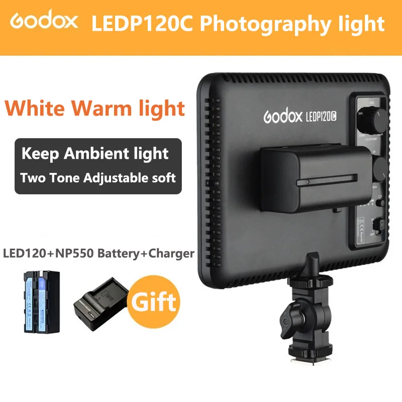 

Godox P120C LED Light Ultra Slim LED Panel Video Light Adjustable Color Temperature 3300K~5600K for DV Camcorder Canon Nikon