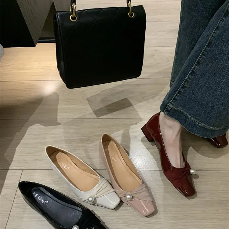 Pointed Toe Winter Shoes Women Autumn Low Heels Modis Female Footwear Fall Comfortable Grandma On Heels 2025 Dress New Women Sho