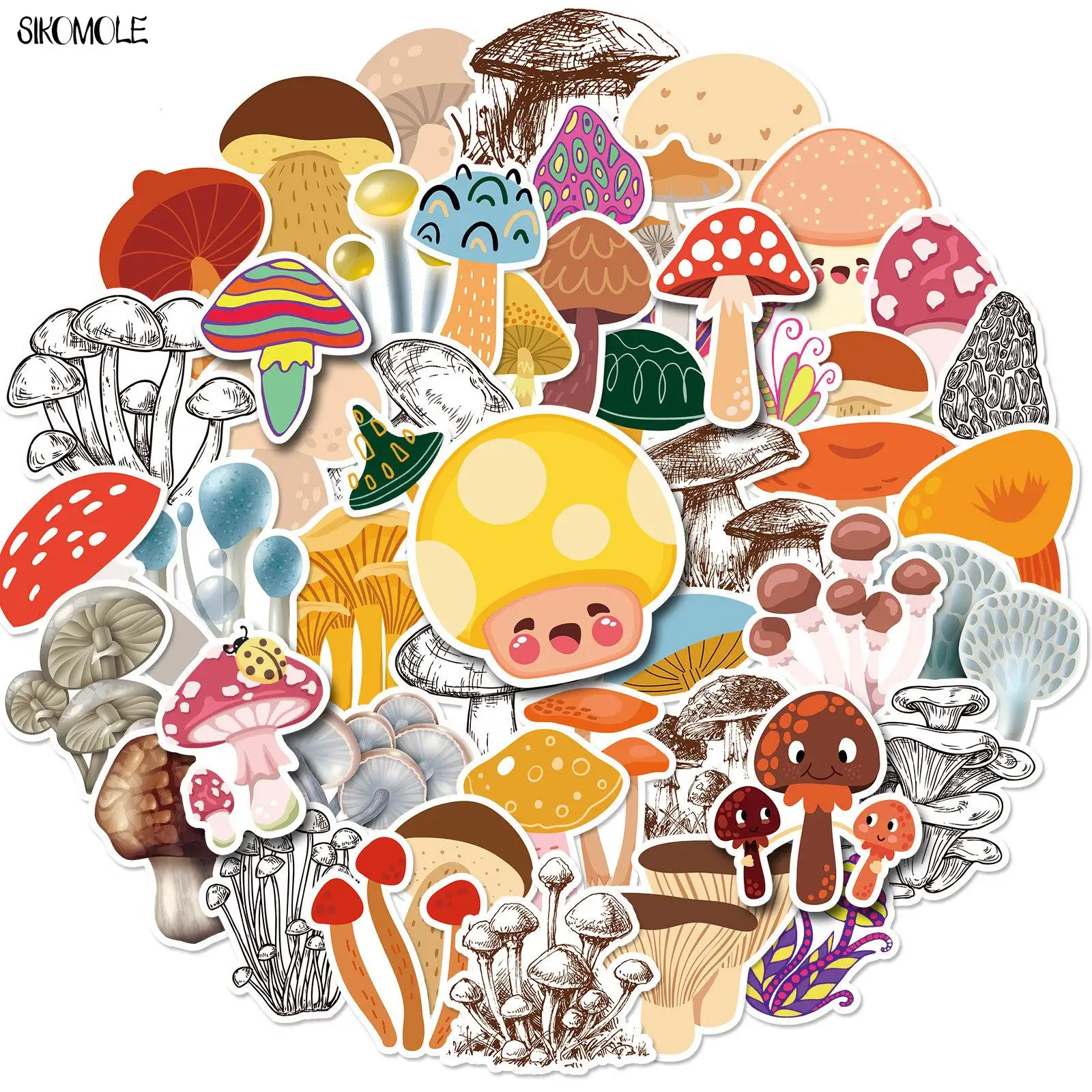 10/30/50PCS Cute Cartoon Mushroom Stickers Wild Forest Fantasy Kawaii DIY Toy Suitcase Luggage Laptop Decals Graffiti Sticker F5