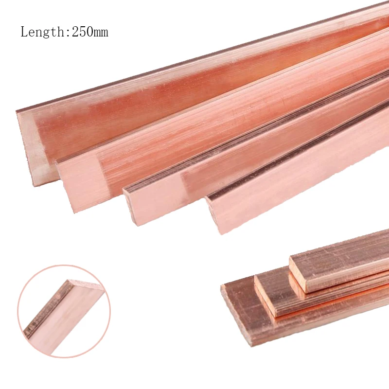 1 stücke Länge 100-500mm T2 Rot Kupfer Flache Bar Streifen Reinem Kupfer Platte CNC DIY Material Dicke 1/1,5/2/3/4/5/6/8mm