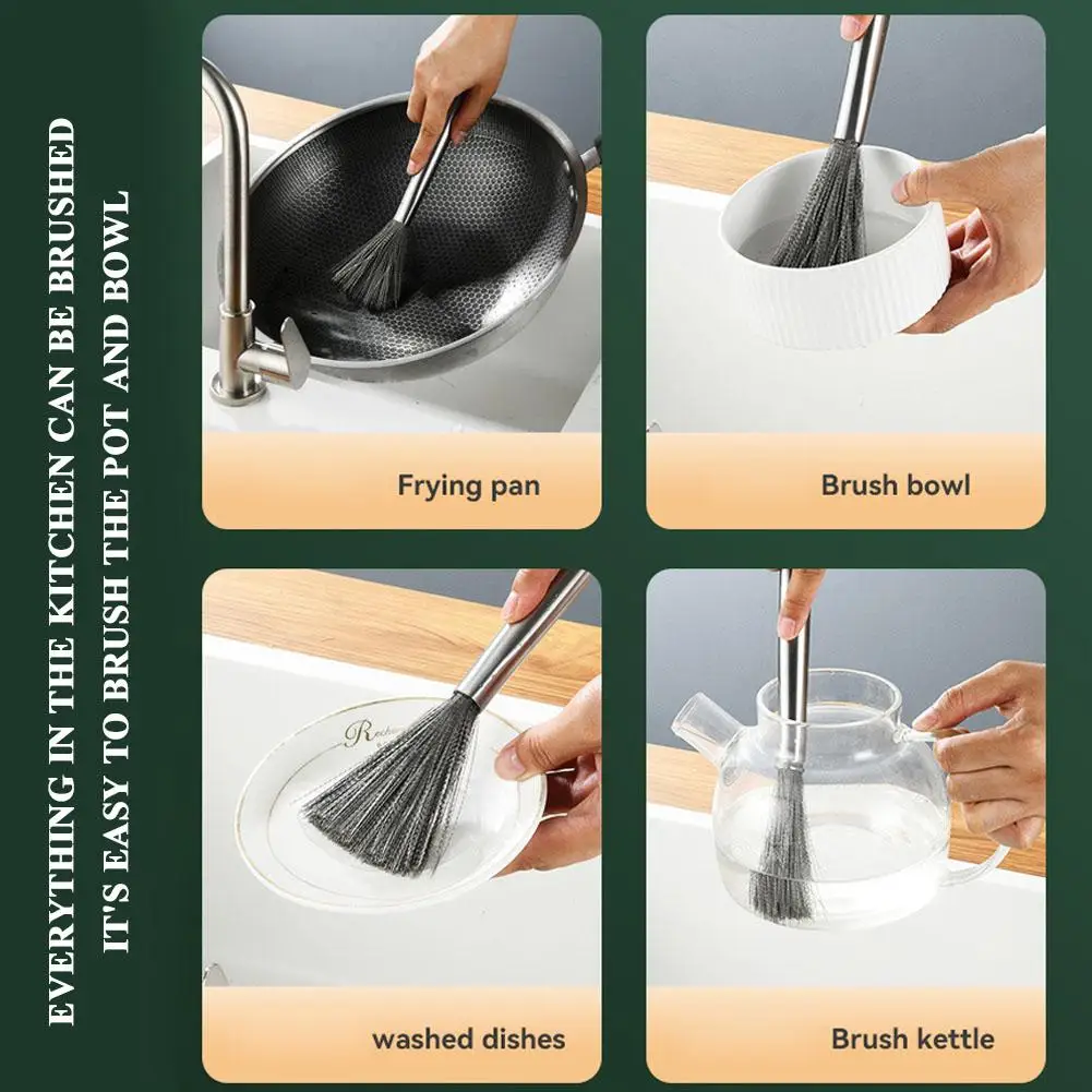 Stainless Steel Wire Wok Brush Household Steel Wire Removal Pot Hanging Kitchen Dirt Brush Wire Bowl Artifact Brush Cleanin P1v6