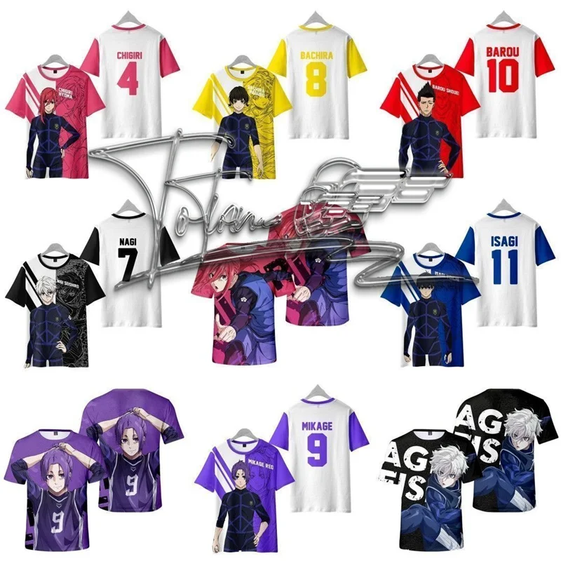 Camisetas con estampado 3D de Anime Blue Lock para hombre y mujer, camiseta de manga corta, camisetas de Hip Hop de gran tamaño, camisetas Harajuku Y2k, ropa para niños