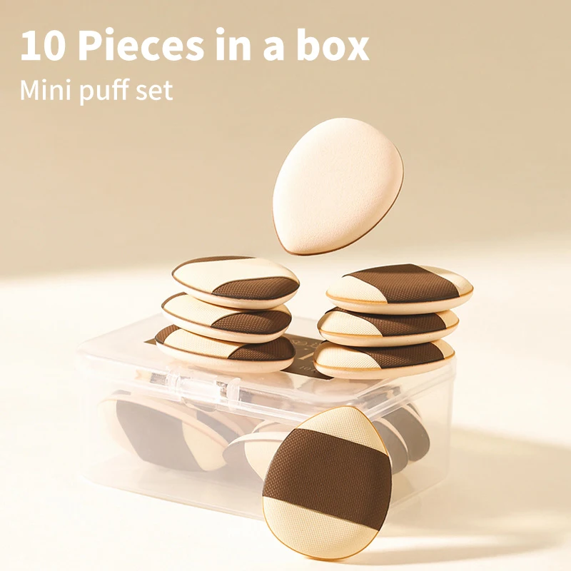 10 Stuks Draagbare Resuable Mini Vinger Puff Foundation Make-Up Spons Gezicht Concealer Crème Mix Cosmetische Accessoires