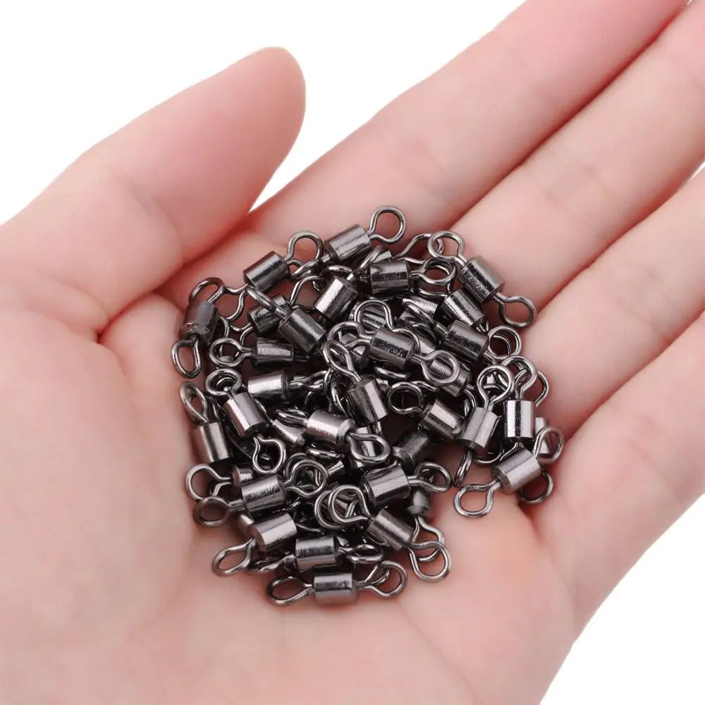 100Pcs/Lot Fishing Swivels Bearing Solid Rings Rolling Connector Plastic Rubber Durable High Strength Fishing Tackle Accessories