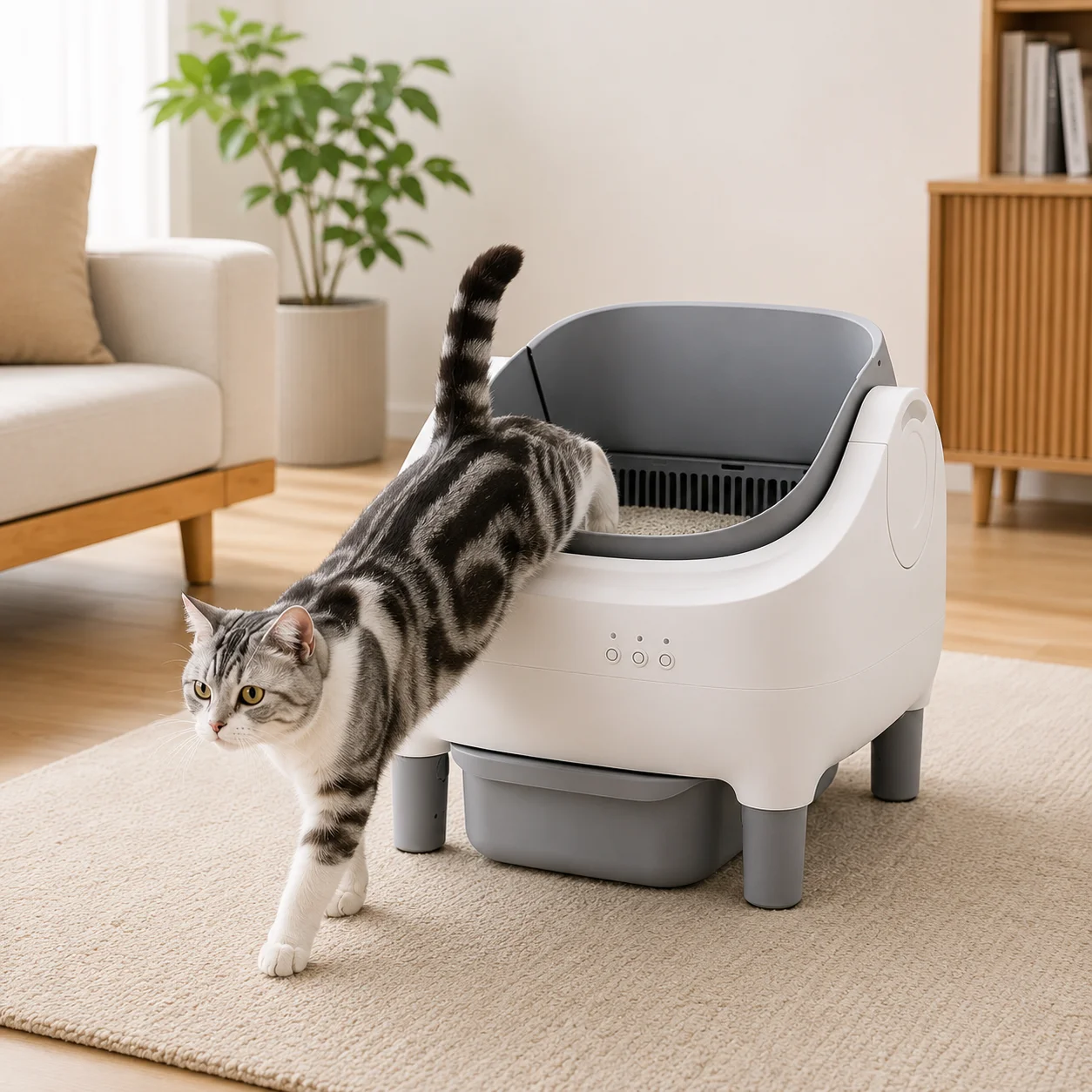 Intelligente Selbstreinigende Katzentoilette mit 2,4GHz WLAN-App-Steuerung, Automatik- und Manueller Betriebsart, für Katzen von 1,5-13kg