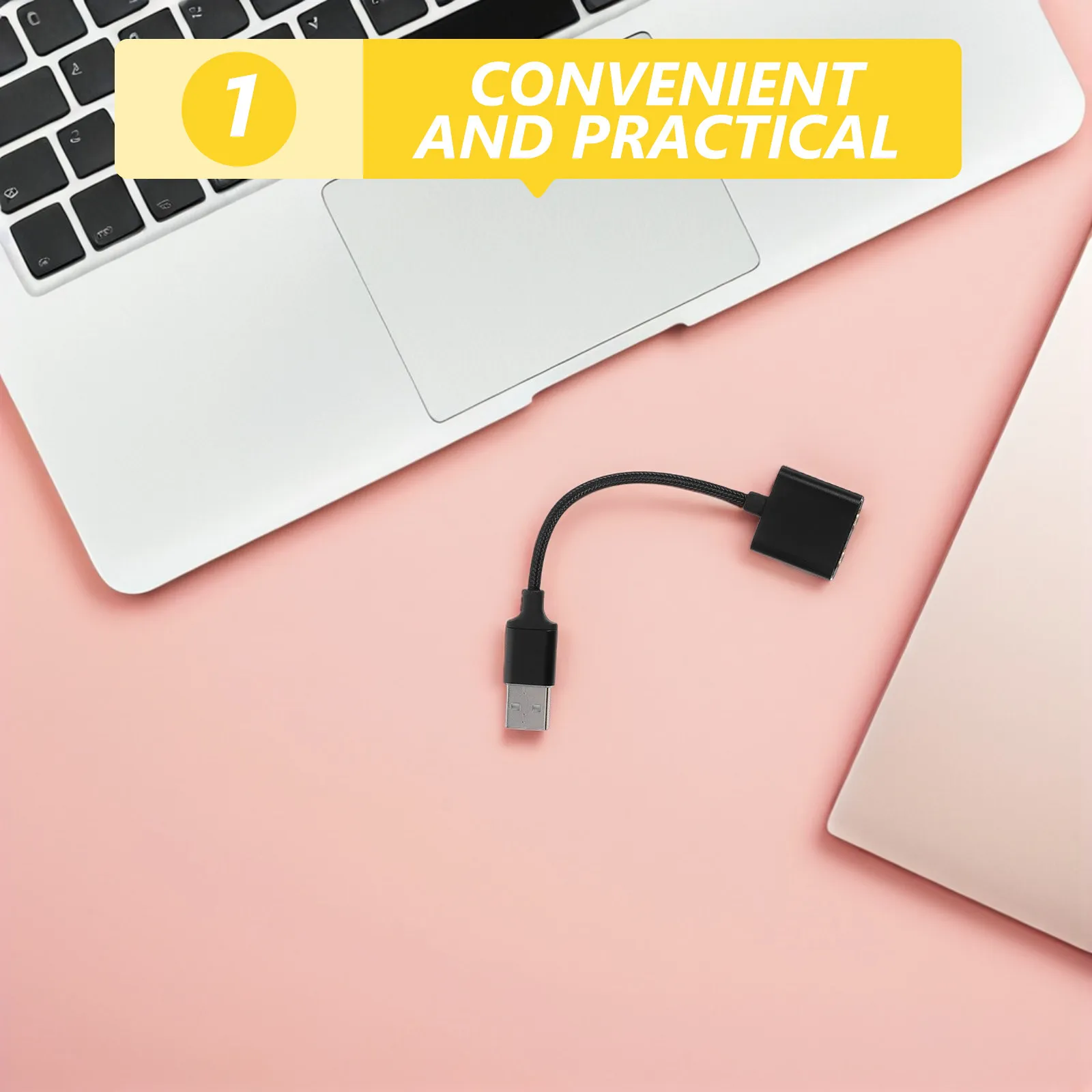 USB Audio Adapter External Sound Interface Headphone Mic Jack Splitter Cable for Computer Laptop Tablet Smartphone Stable Clear