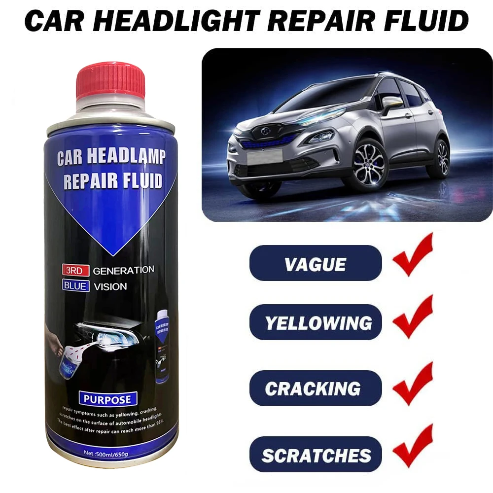 Car Headlight Polishing Restoration Kit Auto Headlight Restorer Repair Set Workshop Tools 500ML Headlamp Liquid Polymer