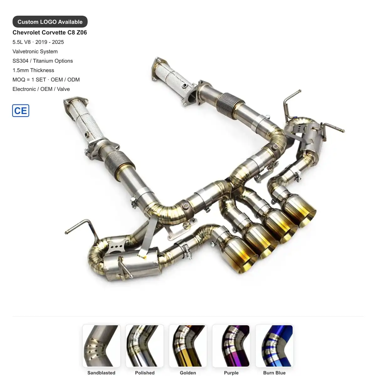 

Yooking 3Inch Titanium Catback OEM Factory Valve With Downpipe For Chevrolet Corvette C8 Z06 2019-2025