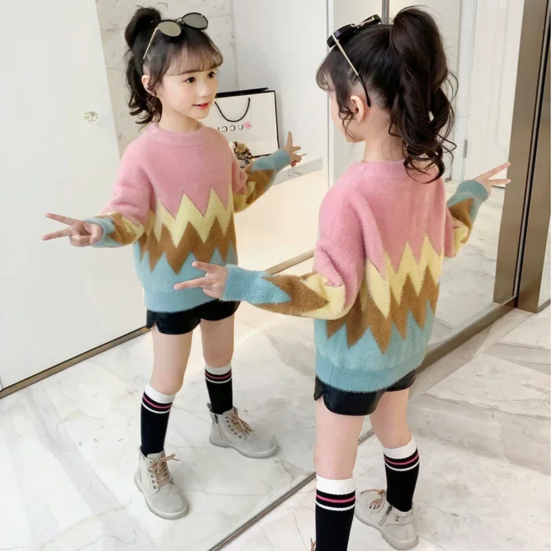 2020 neue Mode Mädchen Pullover Pullover Wolle Herbst und Winter lose Strick Bottom ing Shirt Kinder 2-12 Jahre alt hpy006