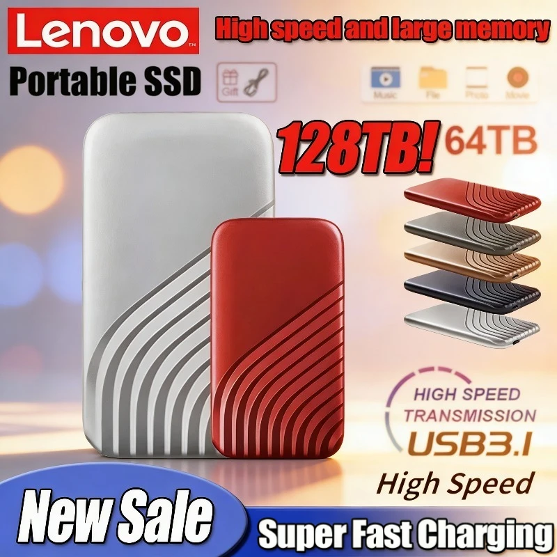 

Внешний SSD-накопитель Lenovo 2 ТБ, 4 ТБ, 8 ТБ, Type-C, высокоскоростной USB 3.1, портативный жесткий диск для ноутбука