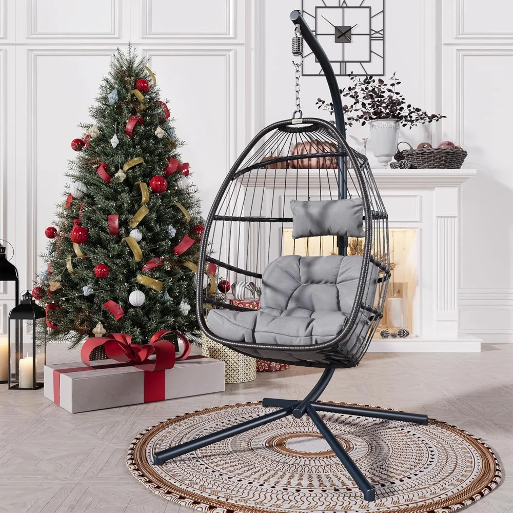 

indoor-outdoor swinging egg chair with cushion, perfect for patio or bedroom