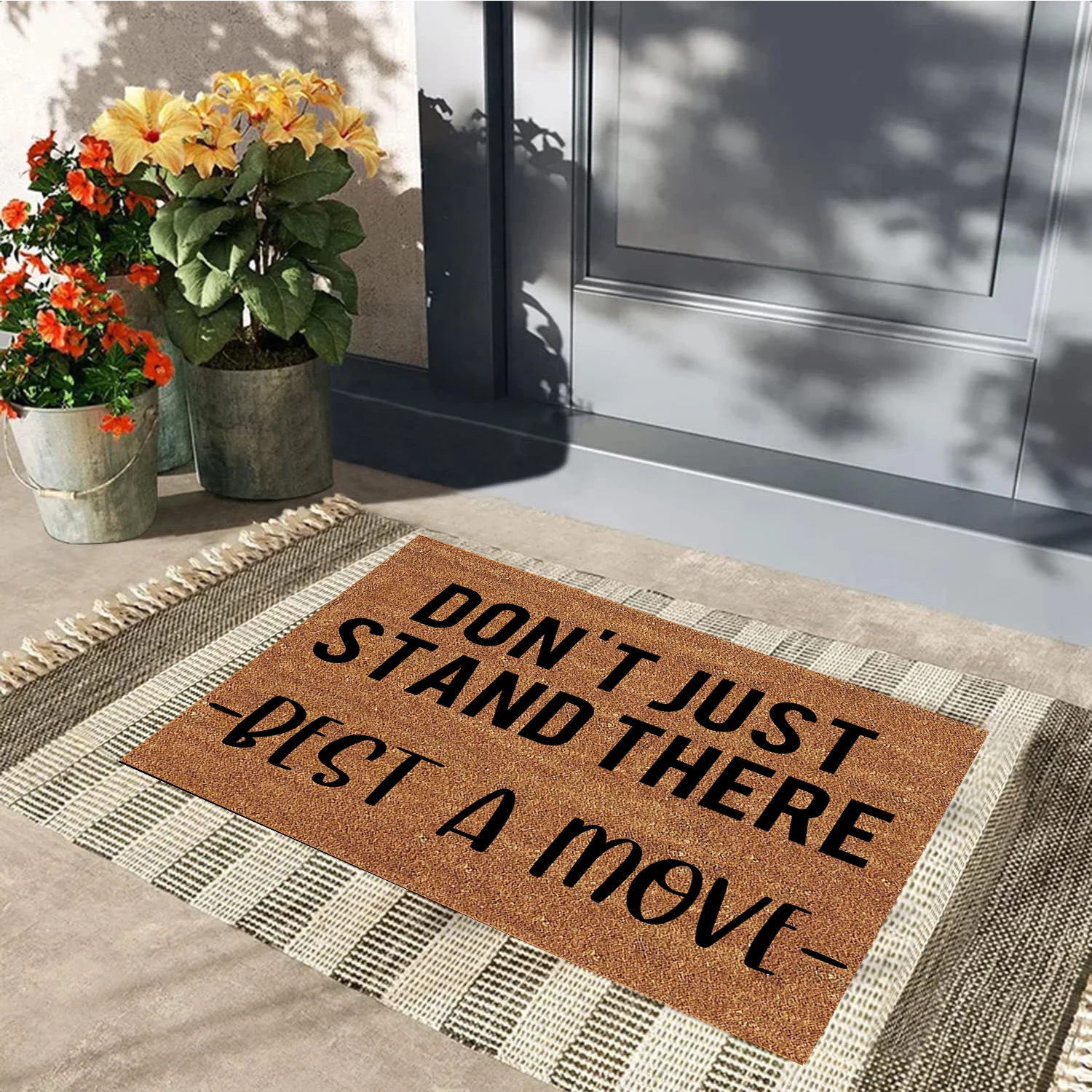 

Rubber Non-Slip Doormat for Entrance Door Mat,Don't Just Stand There,Best A Move.Porch Sign Kitchen Rugs,Bath Mats