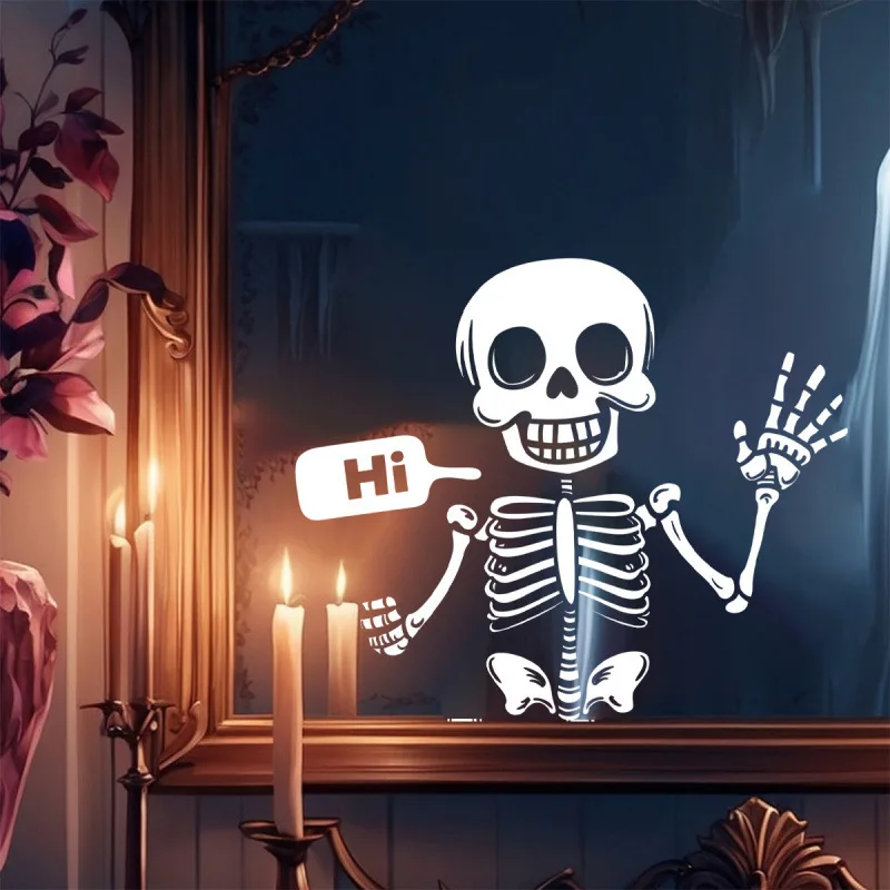 

2025 Halloween White Skull Glass Stickers Living Room Window Decoration Car Stickers